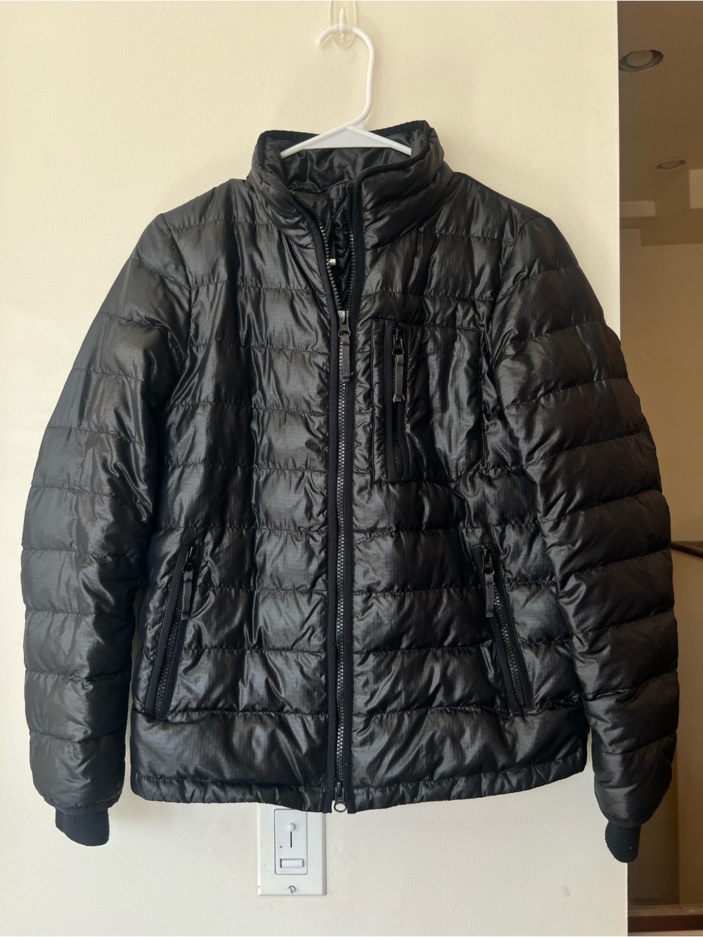 J.Crew Black Lightweight Puffer Jacket XS Ripstop Zip Chest Pocket
